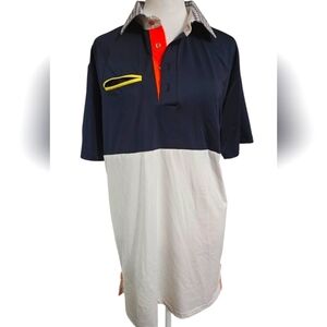 ALIAL FITAL Navy/white color block Polo. Size Large